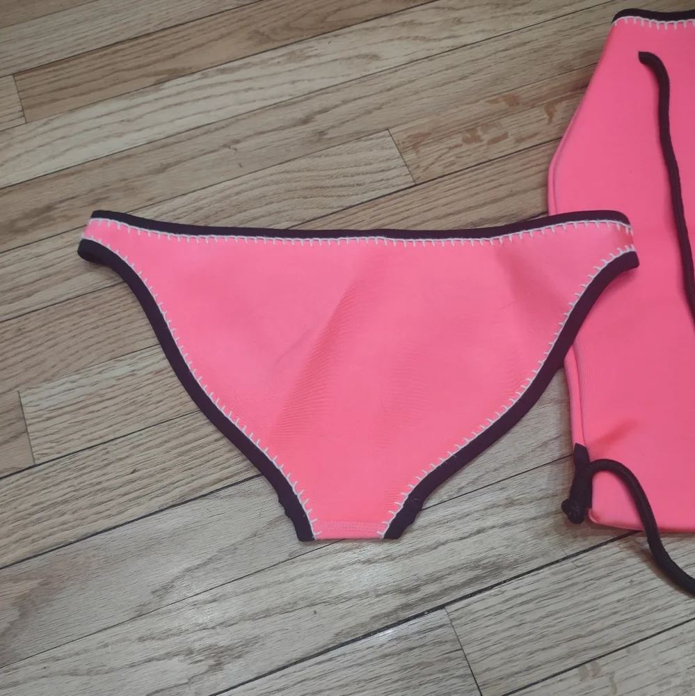 Triangl swimwear neon pink neoprene bikini bottom L and matching backpack